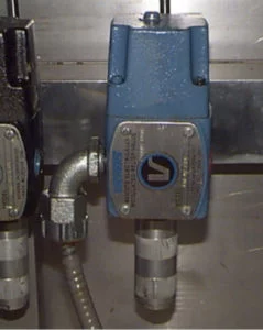 A solenoid valve in a food plant